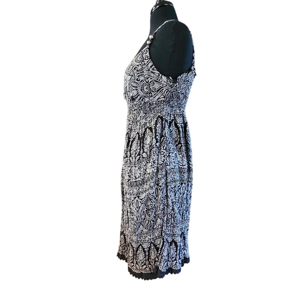 Derek Heart Babydoll Dress Black White Floral Coquette Y2K Sundress Cottage XL - Picture 5 of 16